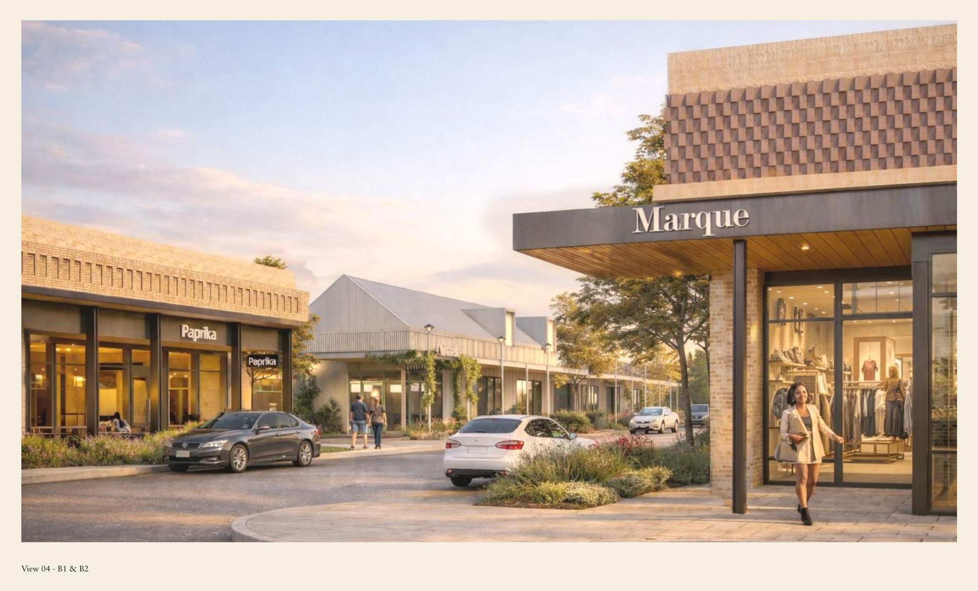 Rendering of storefronts at The Prairie at ParkWest